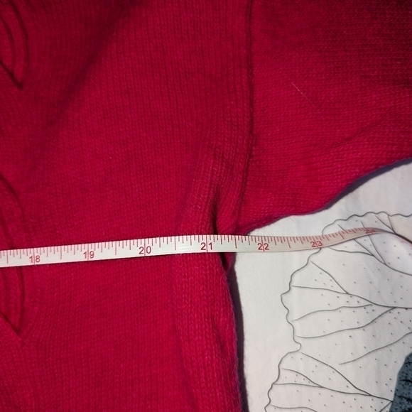 VINTAGE Pink Cable Knit Lambswool & Angora Crewneck Long Sweater Size Large - Picture 10 of 14